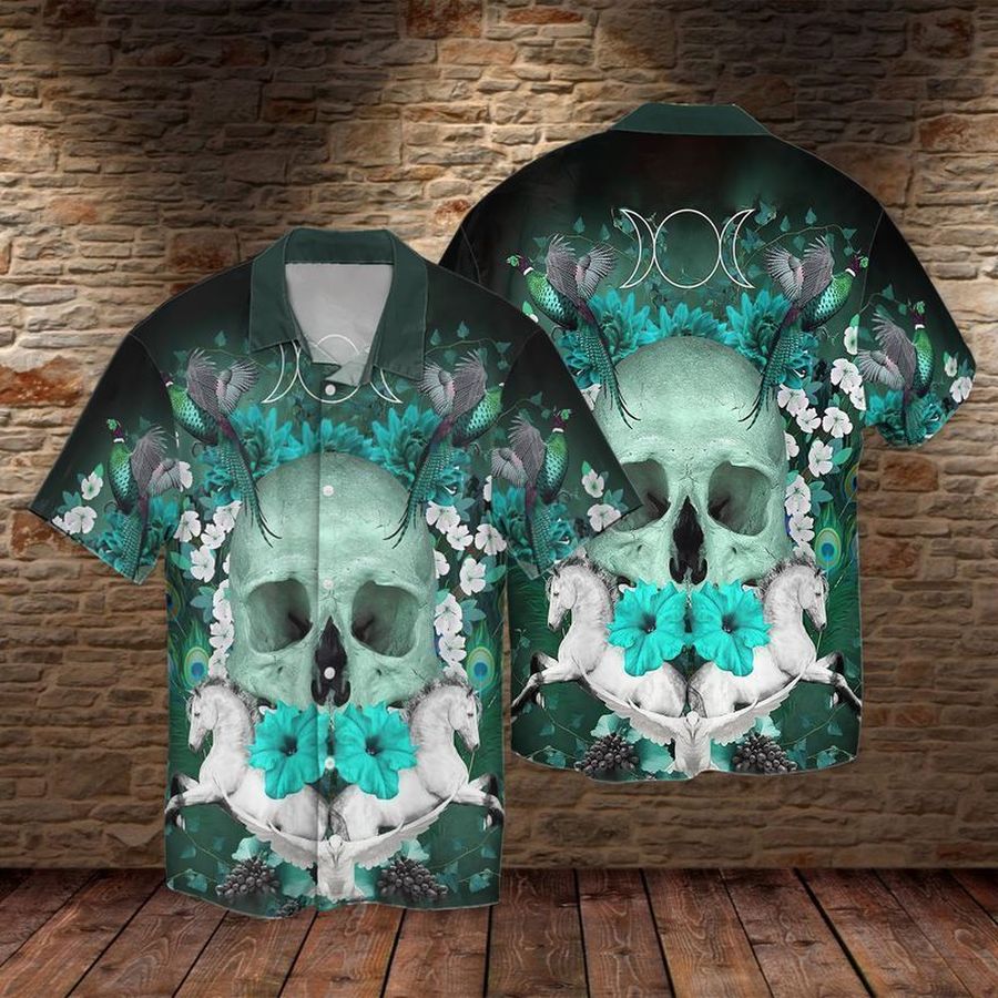 Skull Hummingbird For Men And Women Graphic Print Short Sleeve Hawaiian Casual Shirt Y97 - 1287