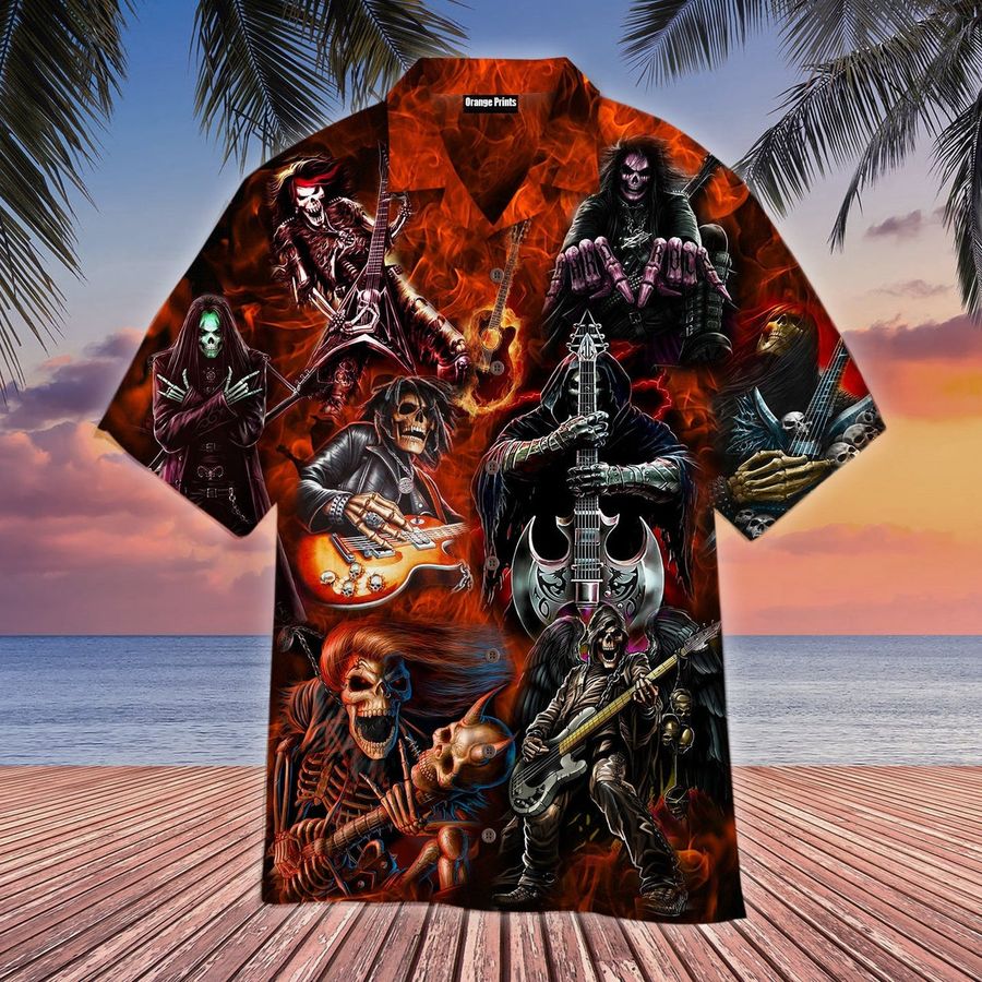 Skull Play Guitar Wild Spirit Aloha Hawaiian Shirt