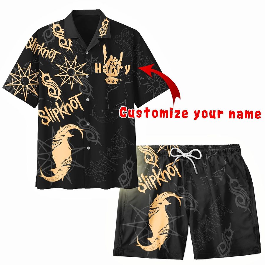 Slipknot Hawaiian Shirt and Short Sets, Slipknot aloha shirt, Perfect Gif for Him Boyfriend Father Fans - 6681