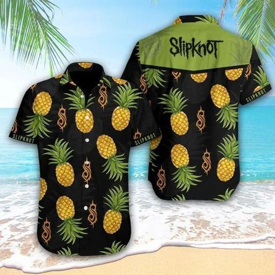 Slipknot Pineapple Tropical Hawaiian Graphic Print Short Sleeve Hawaiian Casual Shirt N98 - 5949