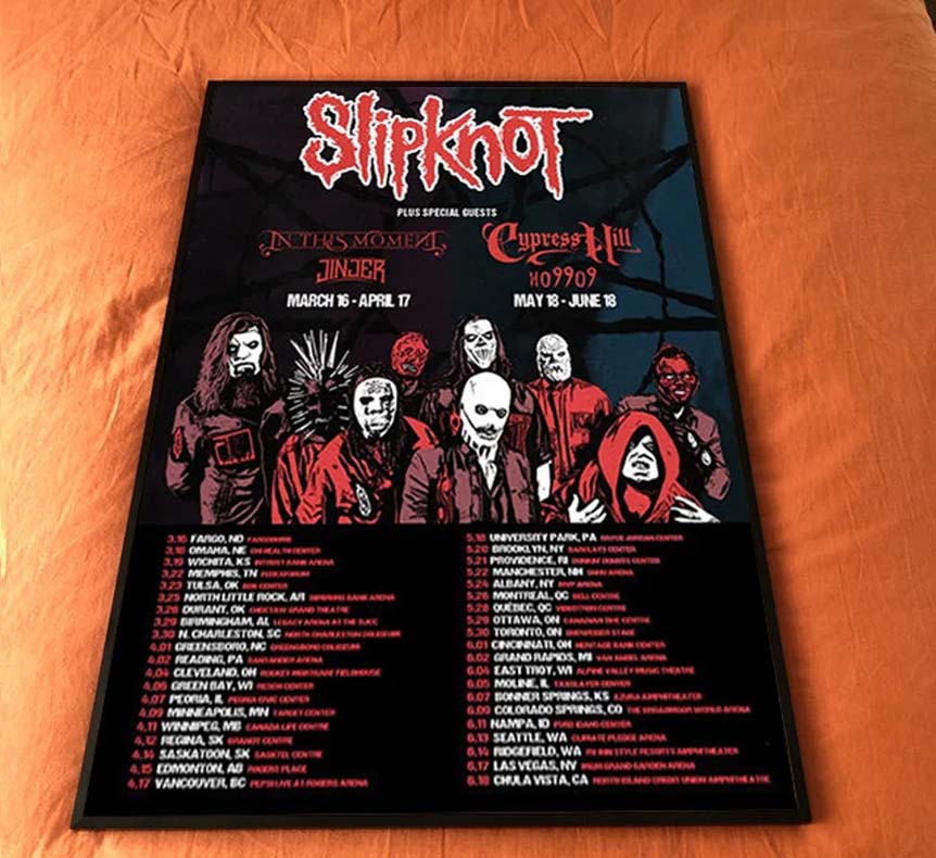 Slipknot Tour 2022 Lineup Music Poster