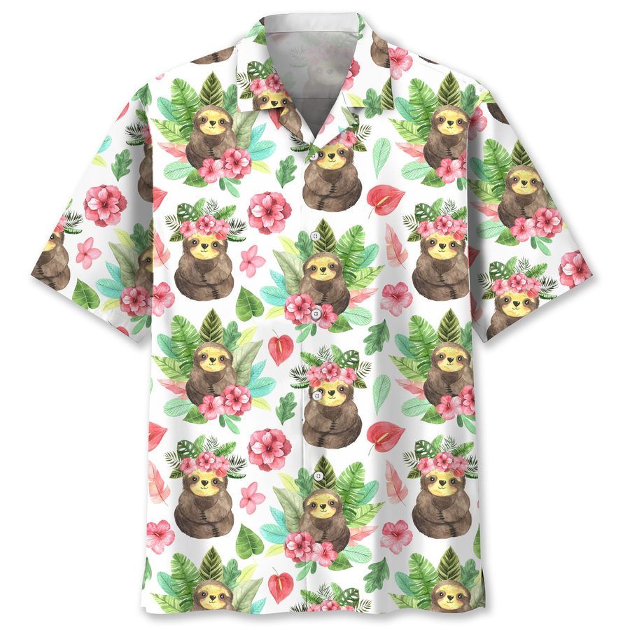 sloth cute tropical Hawaiian Shirt