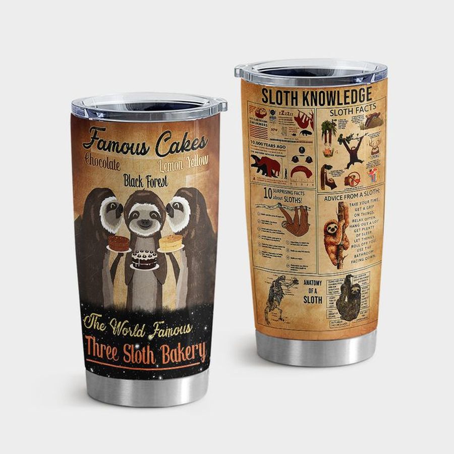 Sloth Insulated Cups, Sloth Bakery Tumbler Tumbler Cup 20oz , Tumbler Cup 30oz, Straight Tumbler 20oz