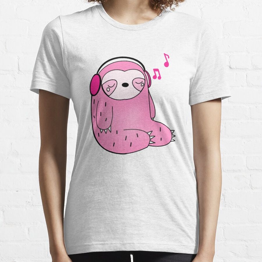 Sloth With Headphones Funny Sloth Music Lover Gifts Essential T-Shirt