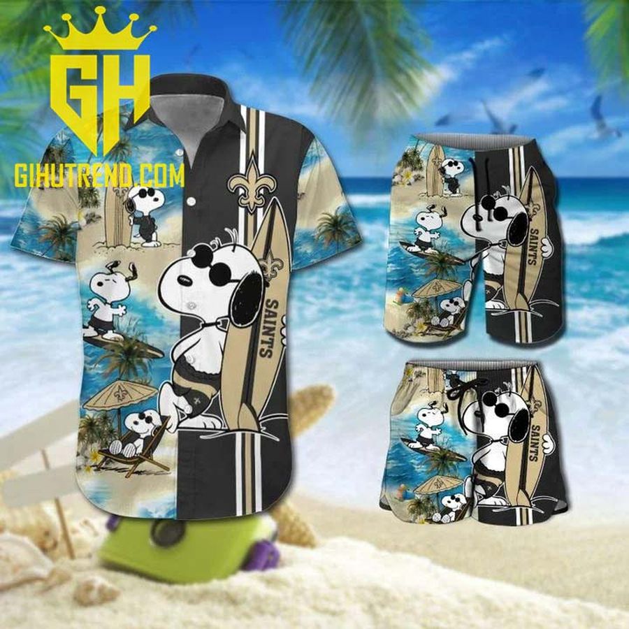 Snoopy And New Orleans Saints Hawaiian Shirt And Hawaiian Shorts
