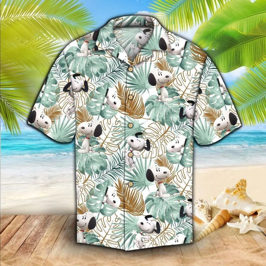 Snoopy Graphic Print Short Sleeve Hawaiian Shirt size S - 5XL