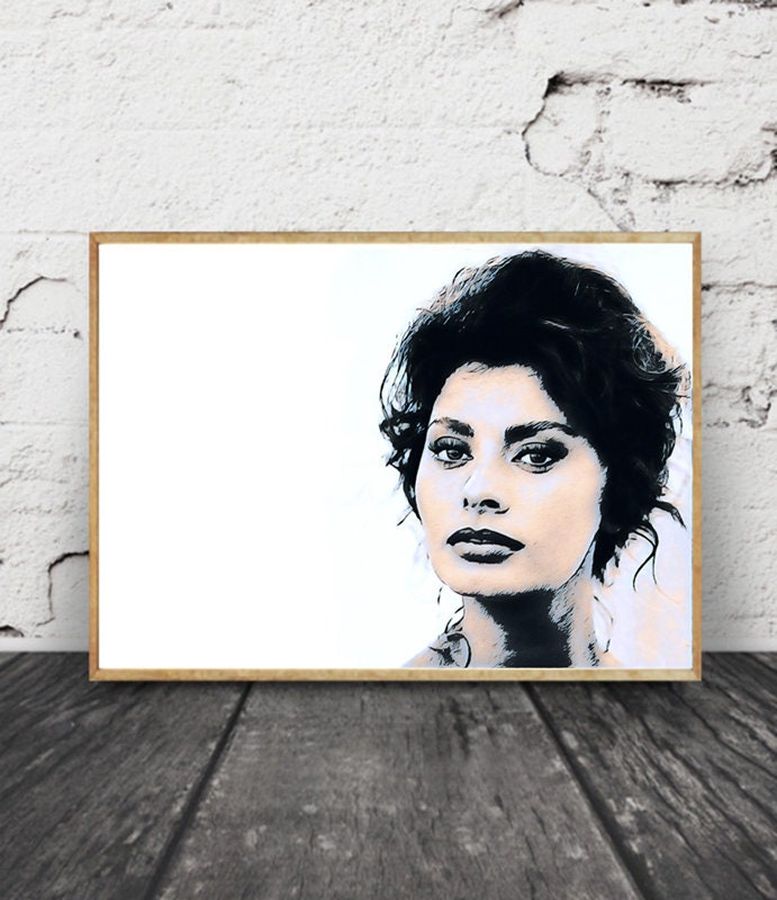 Sophia Loren Art Print, Movie Art Poster, Sophia Loren Poster, Modern Wall Art, Sophia Loren Portrait, Movie Poster, Sophia Loren Canvas Art-1