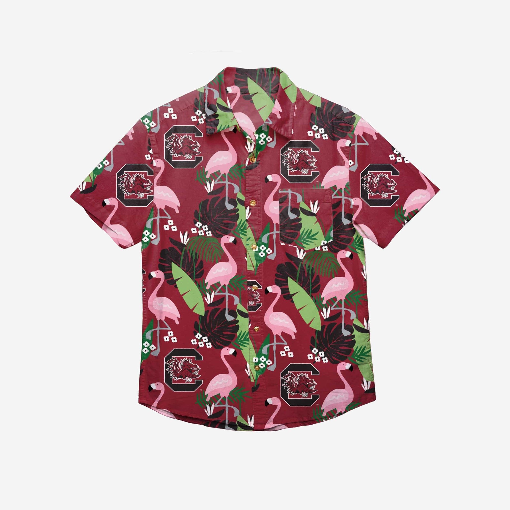 South Carolina Gamecocks Floral Button Up Hawaiian Shirt