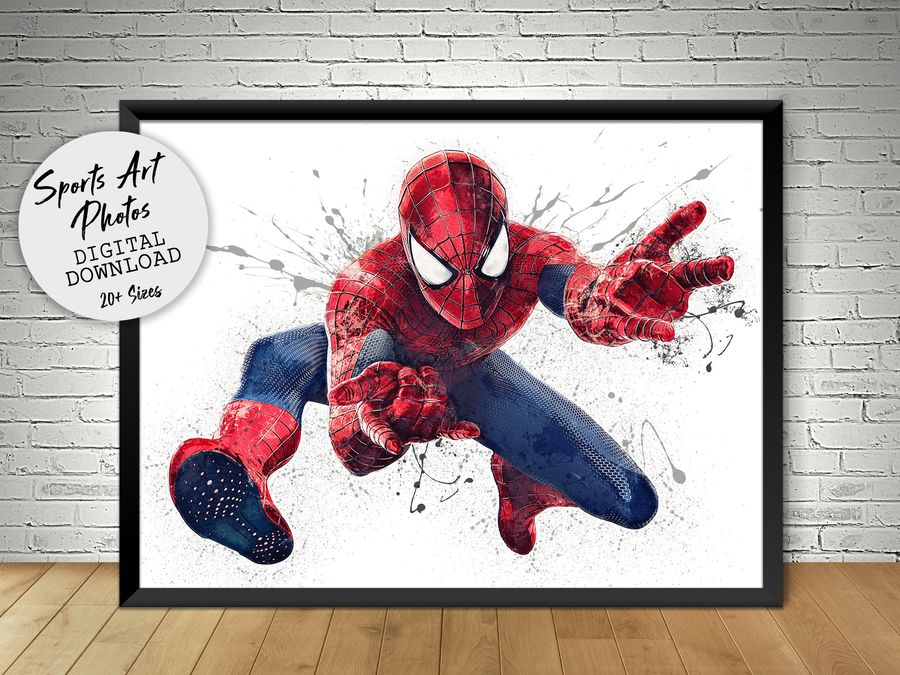 Spiderman Poster, Wall Art Printable, Marvel, Avengers, Digital Download,  Man Cave Gift
