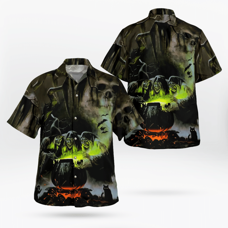 Spooky Witches Concoction Night 3d All Over Print Button Design For Halloween Hawaii Shirt.png