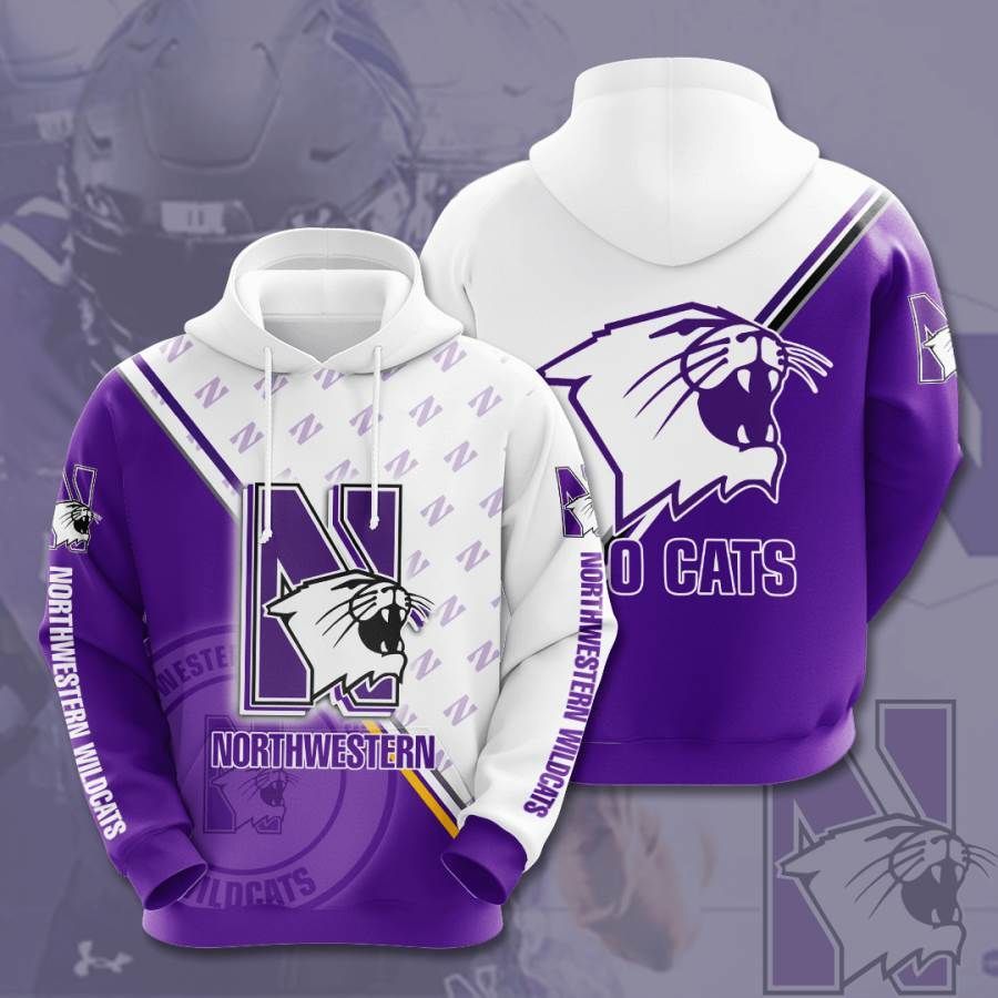 Sports American Football Ncaaf Northwestern Wildcats Usa 1168 Hoodie 3D