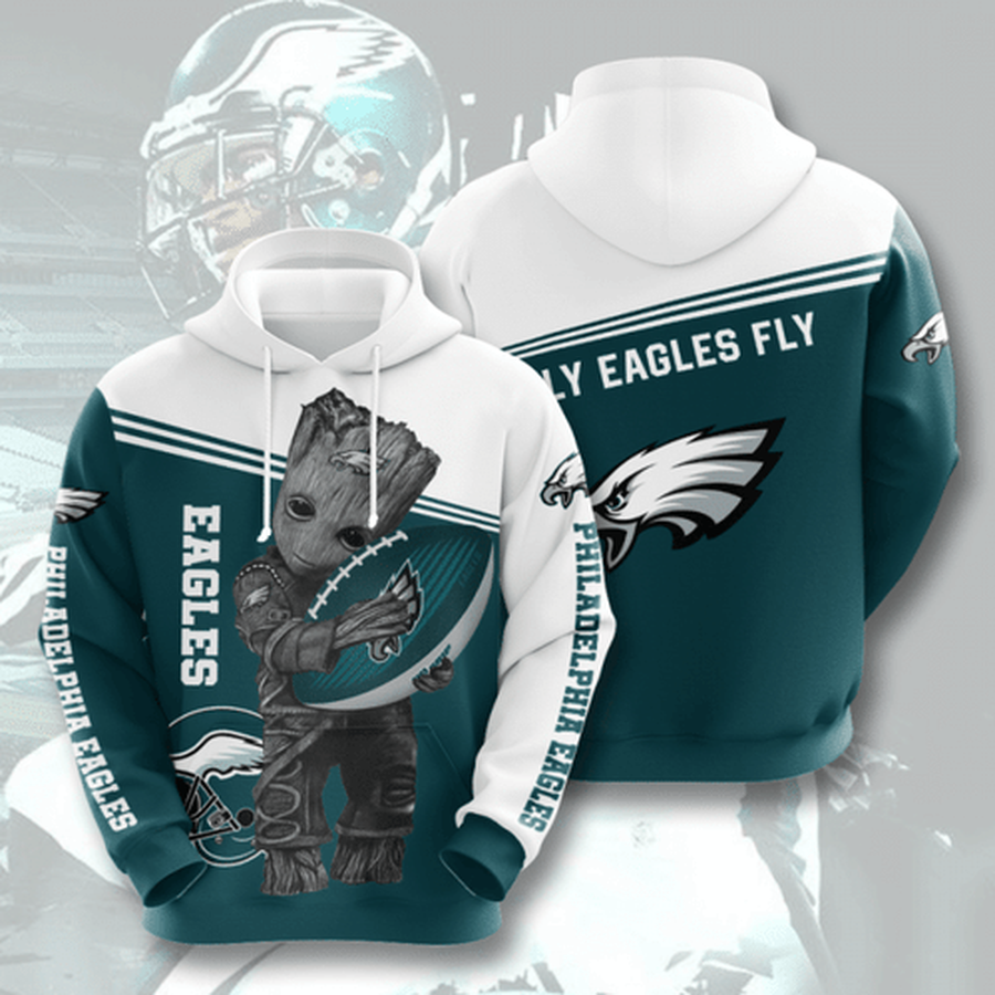 Sports Team Nfl Philadelphia Eagles Baby Groot No151 Hoodie 3D.png