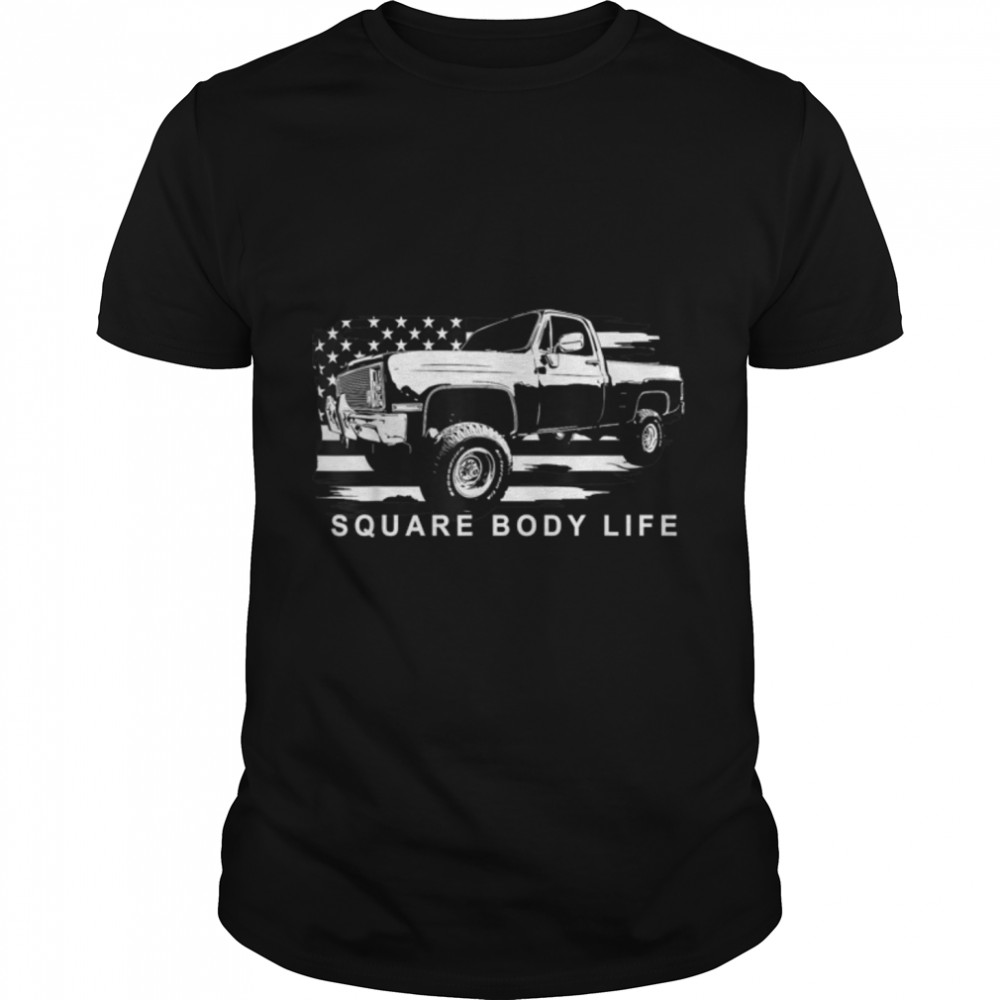Squarebody Truck American Flag Square Body T-Shirt B0B1GBCNRH