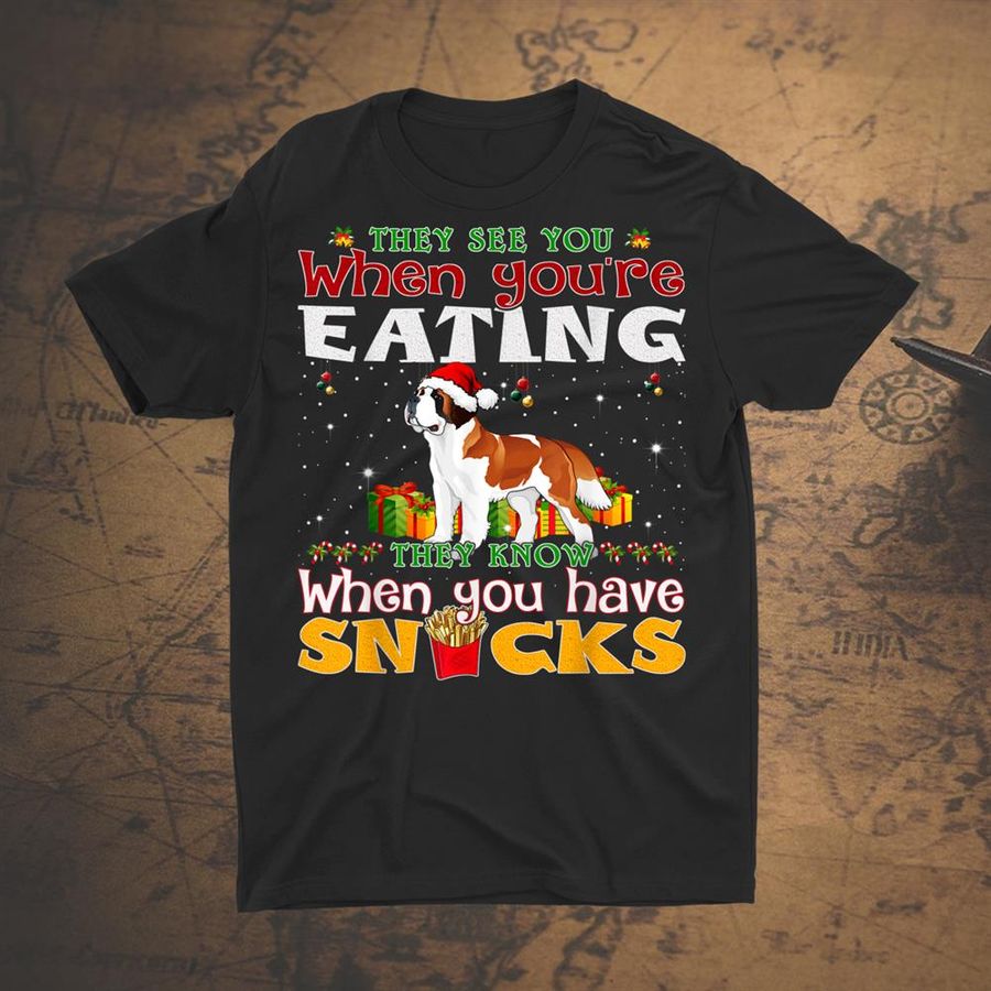 St Bernard Dog Christmas Funny Snacks Shirt