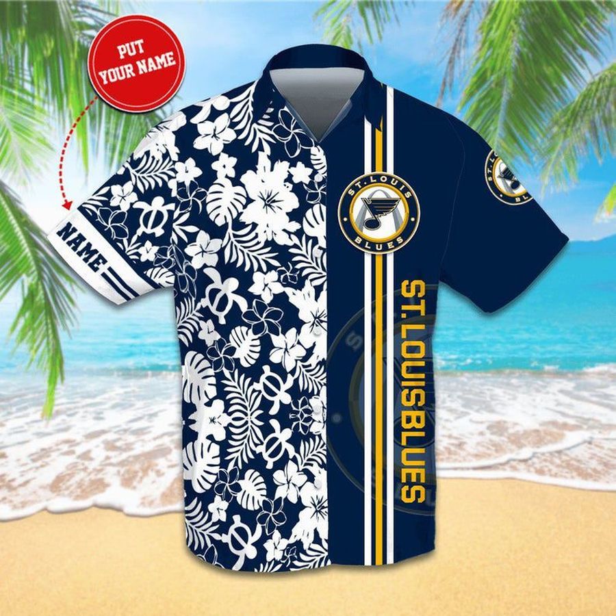 St Louis Blues Nhl Custom Name Sport Cool Hawaiian Graphic Print Short Sleeve Hawaiian Shirt size S - 5XL