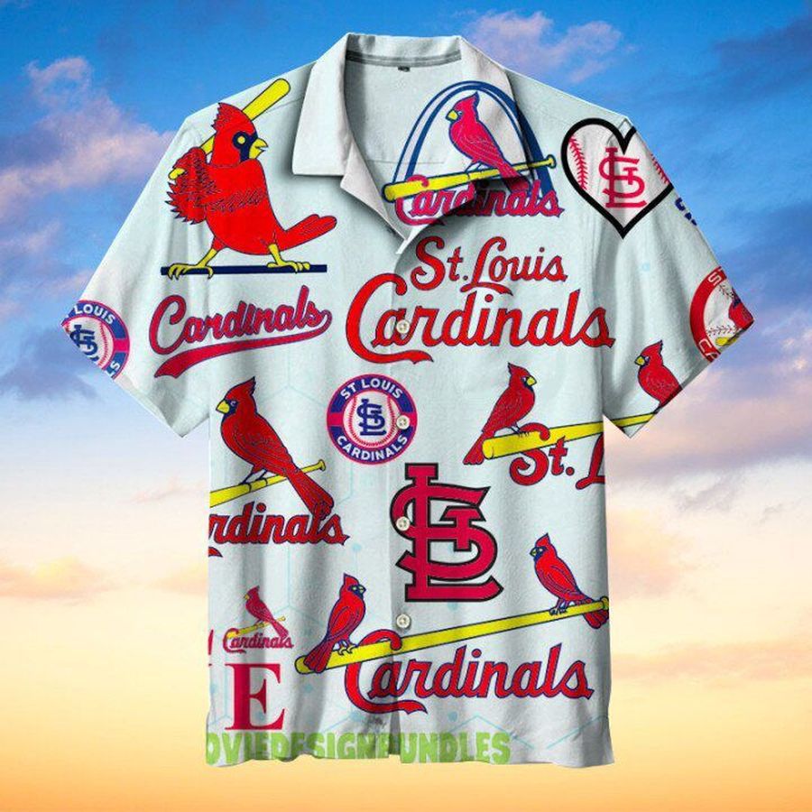 St Louis Cardinals Mlb Hawaiian Graphic Print Short Sleeve Hawaiian Shirt L98 - 350