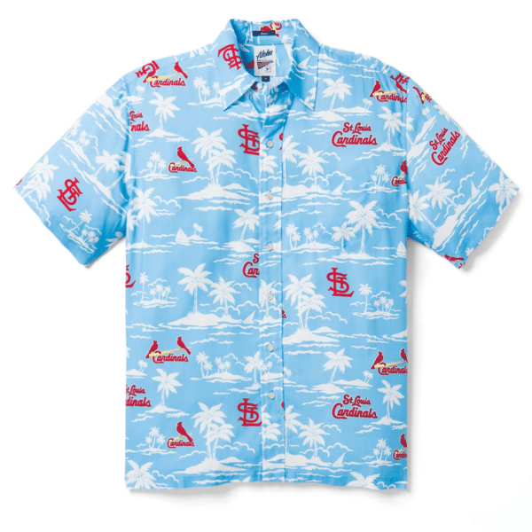 St Louis Cardinals Vintage Mlb Hawaiian Graphic Print Short Sleeve Hawaiian Shirt L98