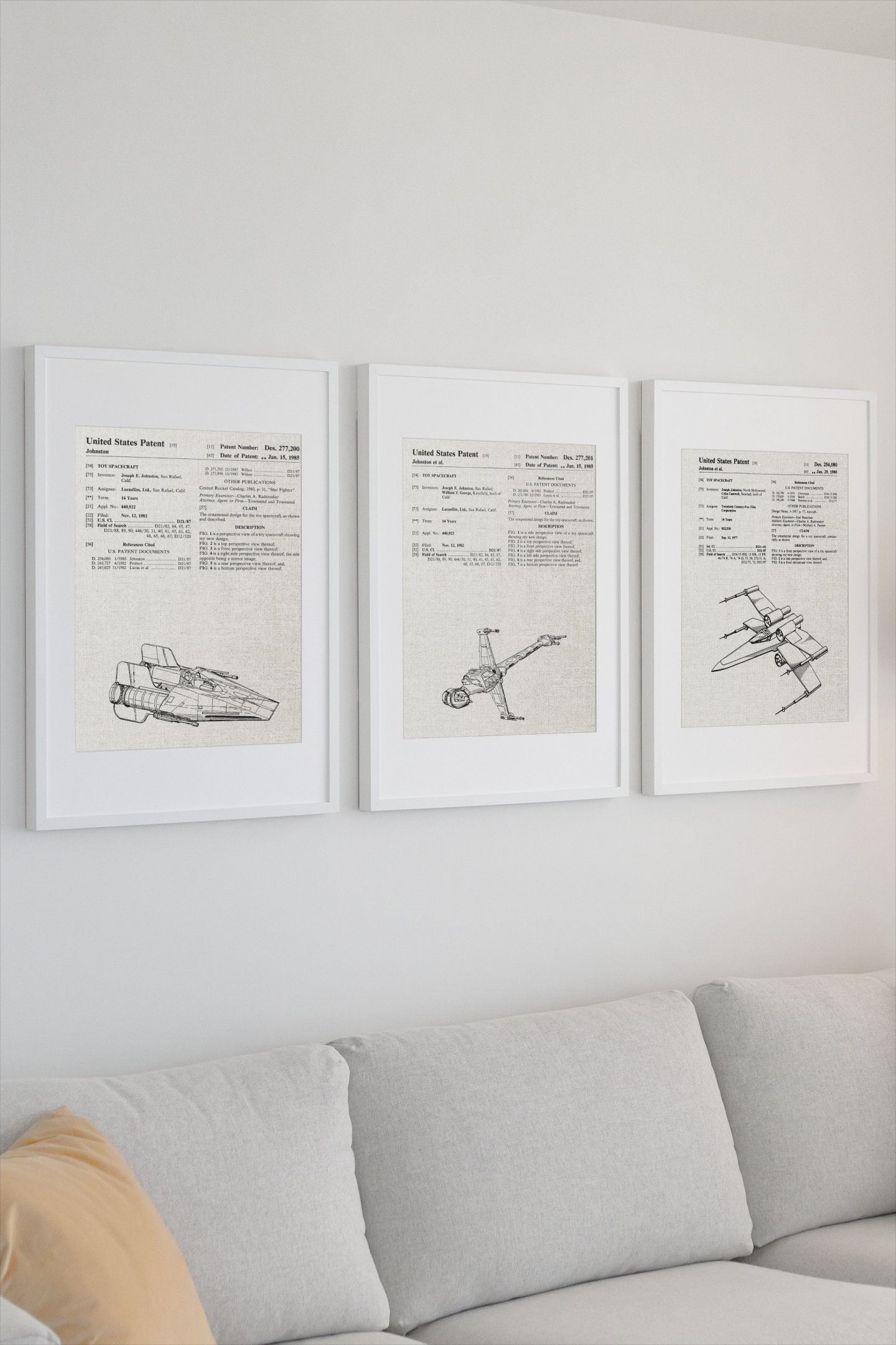 Star Wars Art, Star Wars Patent Poster, Star Wars Patent Art, A Wing, B Wing, X Wing Fighter, Star Wars Wall Decor, INSTANT DOWNLOAD