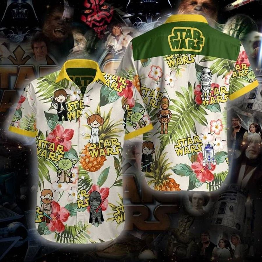 Star Wars Graphic Print Short Sleeve Hawaiian Casual Shirt size S - 5XL