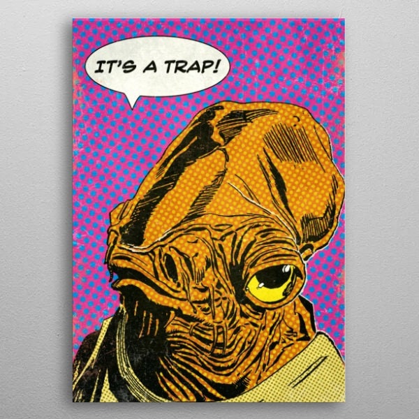 Star Wars Pop Art It's a trap! Admiral Ackbar Retro Comics Design Metal Artwork Plate Home Decor Poster
