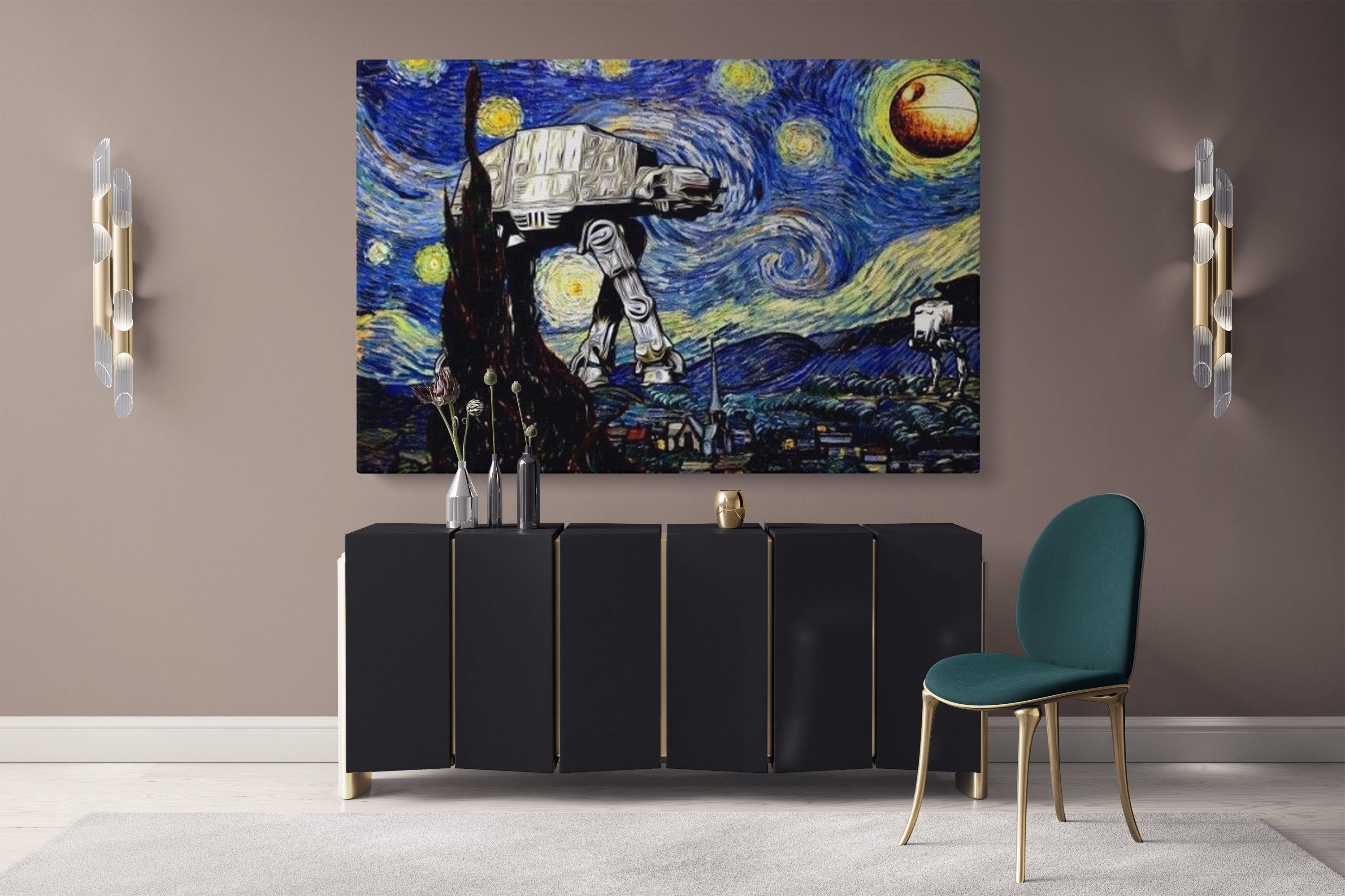 Star Wars Starry Night Canvas,  Van Gogh Art, StarTrek, Star War Gifts, Star War Poster,  Van gogh Canvas, Canvas Wall Art, Canvas Painting