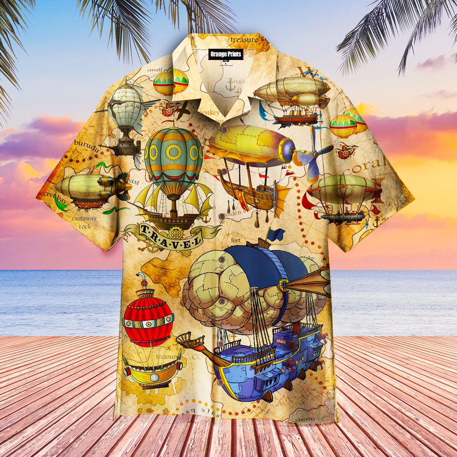 Steampunk Air Balloon Aloha Hawaiian Shirt.png