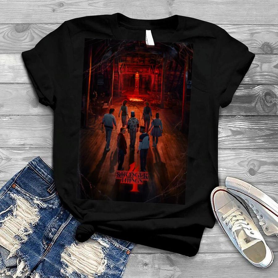 Stranger Things Group Grandfather Clock Poster T Shirt