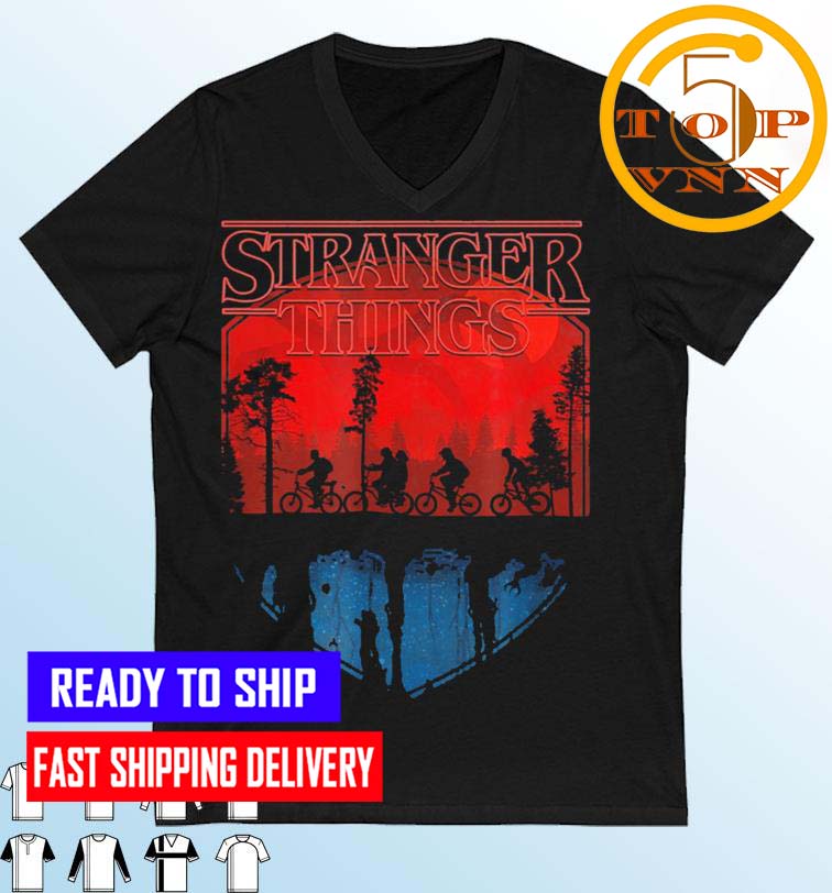 Stranger Things Group Shot Mindflayer Trail Silhouettes Fans Gifts Shirt