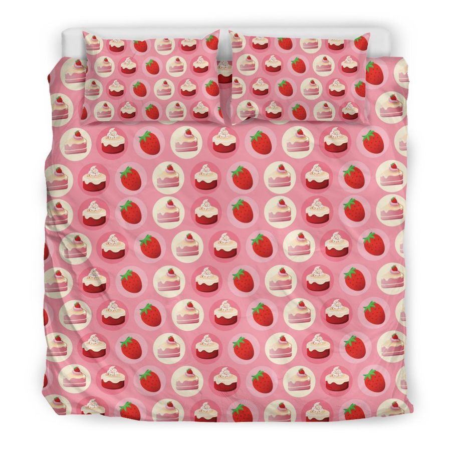 Strawberry Cake Pattern Print Duvet Cover Bedding Set