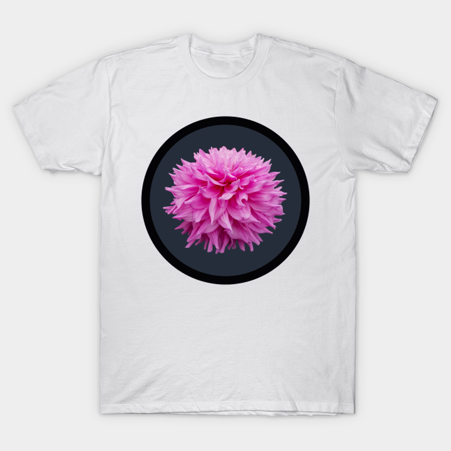 Strong Pink Semi Cactus Dahlia Flower Circle Frame T-shirt, Hoodie, SweatShirt, Long Sleeve.png
