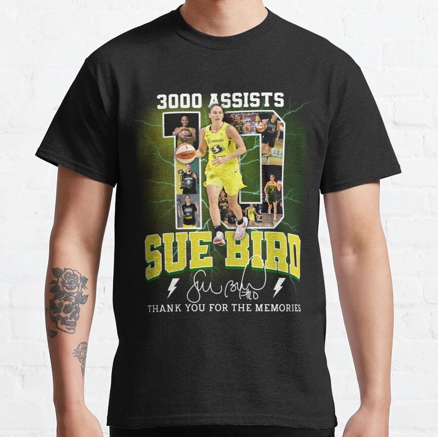 Sue Bird Legend Basketball 3000 Assists Signature Vintage Retro 80s 90s Bootleg Rap Style Classic T-Shirt-p989