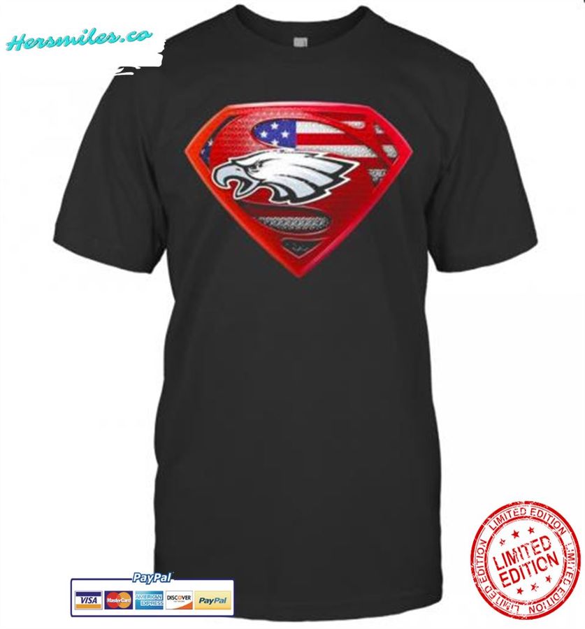 Superman Philadelphia Eagles American Flag T-Shirt