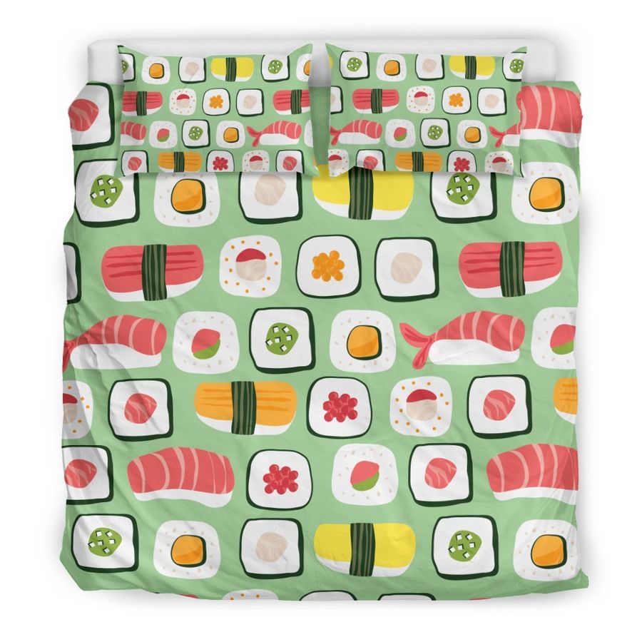 Sushi Kawaii Pattern Print Duvet Cover Bedding Set