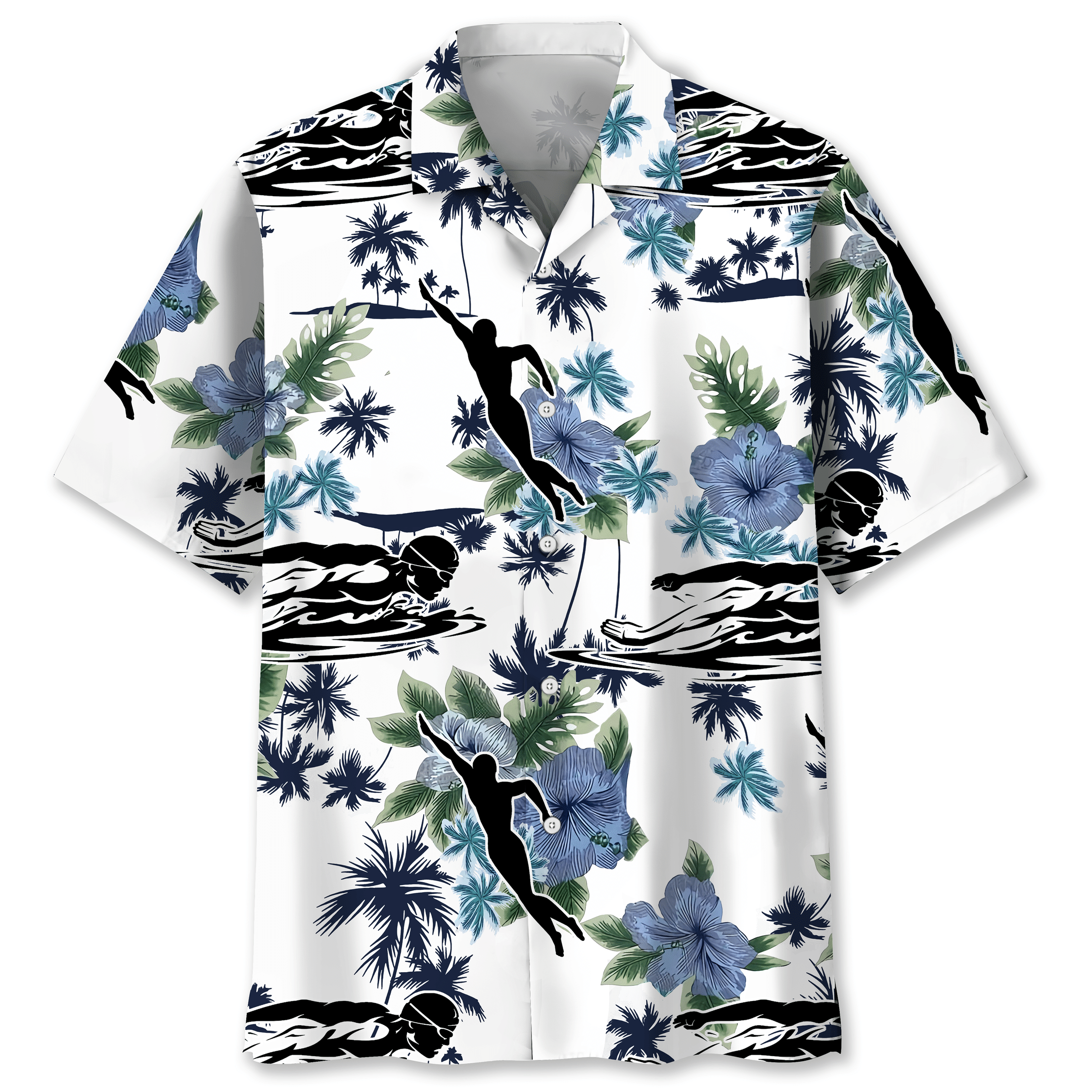 Swimming White Nature Hawaiian Shirt