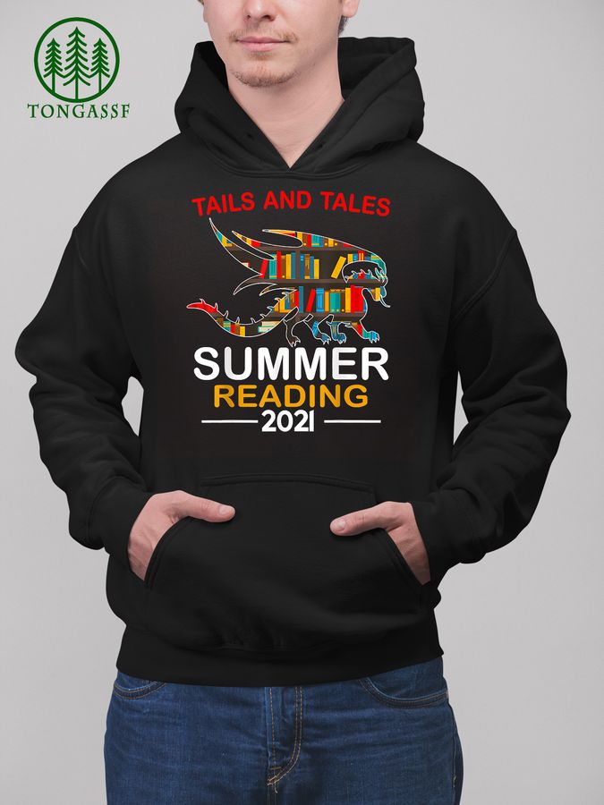 Tails and Tales Summer Reading 2021 Book Reading Teen Dragon T Shirt