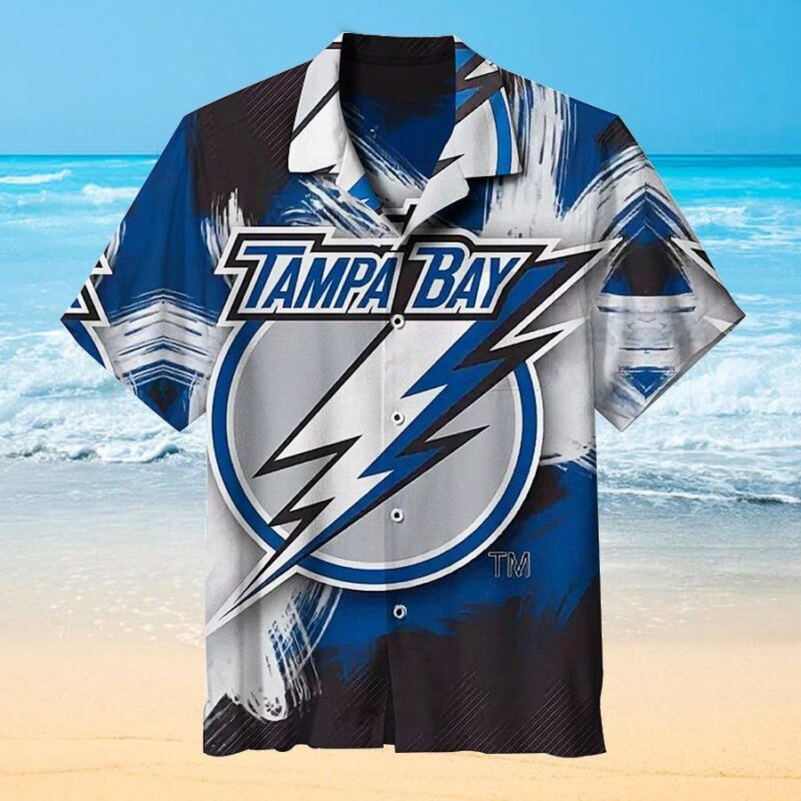 Tampa Bay Lightning NHL 1 Hawaiian Graphic Print Short Sleeve Hawaiian Shirt L98 - 7903