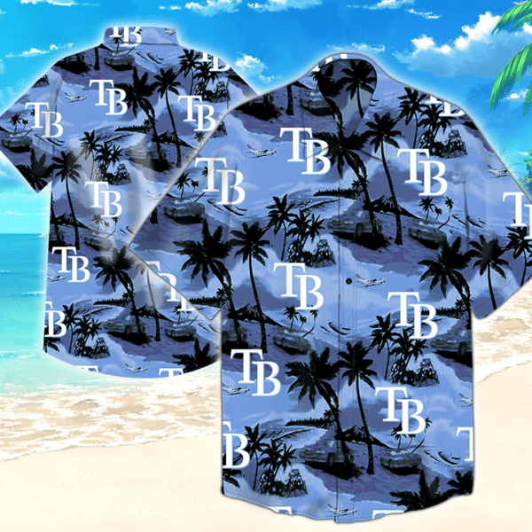 Tampa Bay Rays Mlb Hawaiian Graphic Print Short Sleeve Hawaiian Shirt L98 - 13