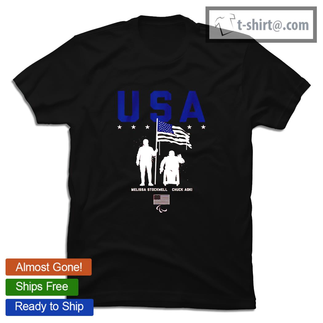 Team USA Melissa Stockwell and Chuck Aoki American flag bearers shirt