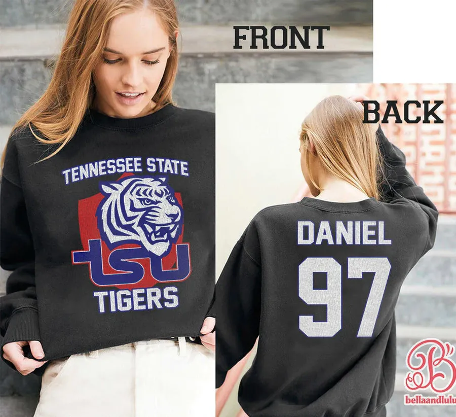 Tennessee State Football Ncaa Sports Front Back Customized Text Number Unisex Sweatshirt.webp