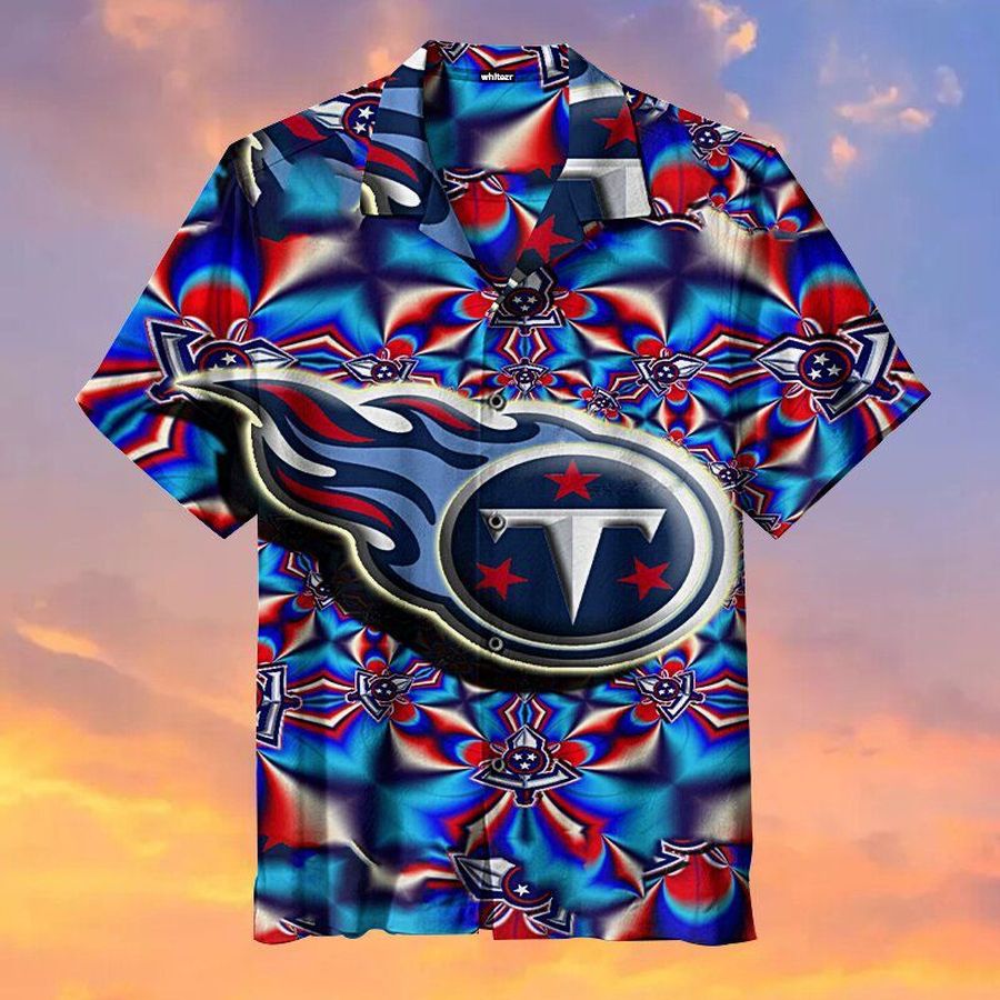 Tennessee Titans Colorful Nfl Hawaiian Graphic Print Short Sleeve Hawaiian Shirt L98 - 3127