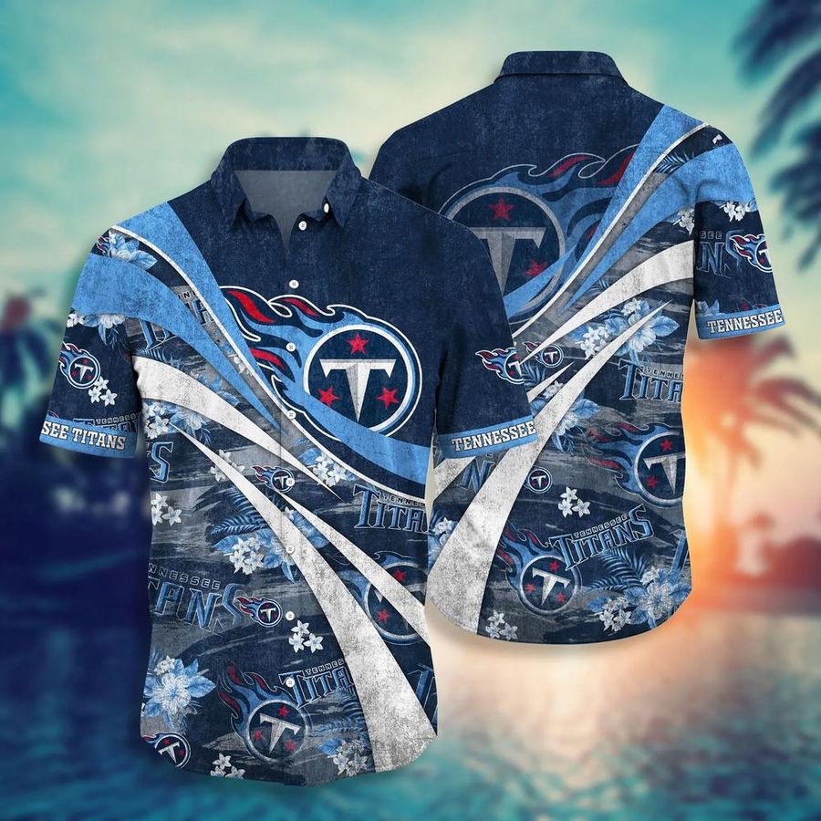 Tennessee Titans NFL Summer Hawaiian Shirt And Short Floral Pattern Graphic For Football NFL Enthusiast