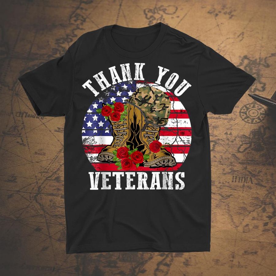 Thank Veterans Combat Boots Flower Veterans Day Vintage Shirt