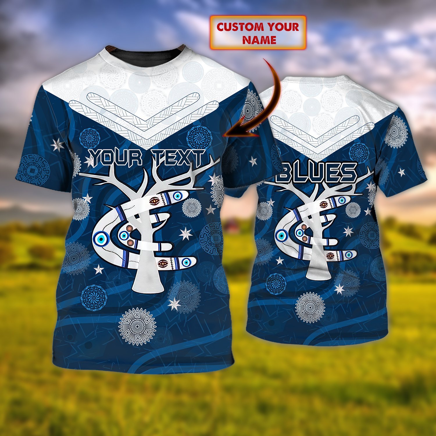 The Blues Tree Personalized Name 3D Tshirt