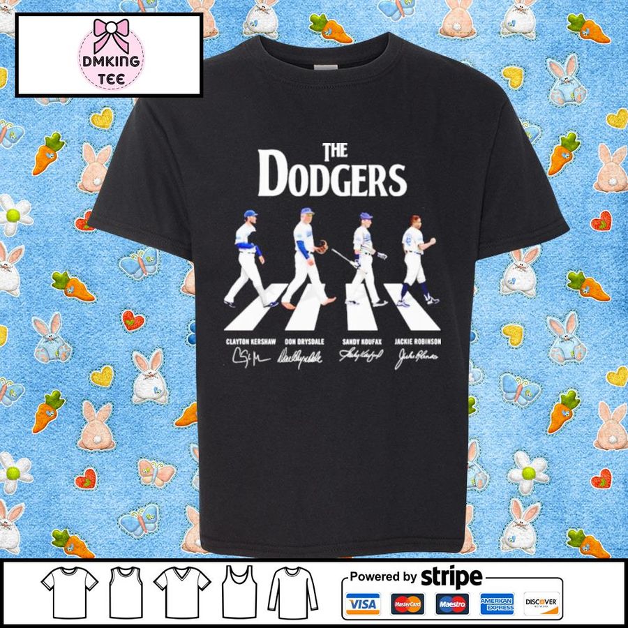 The Dodgers Clayton Kershaw Don Drysdale Sandy Koufax And Jackie Robinson Abbey Road Signatures Shirt