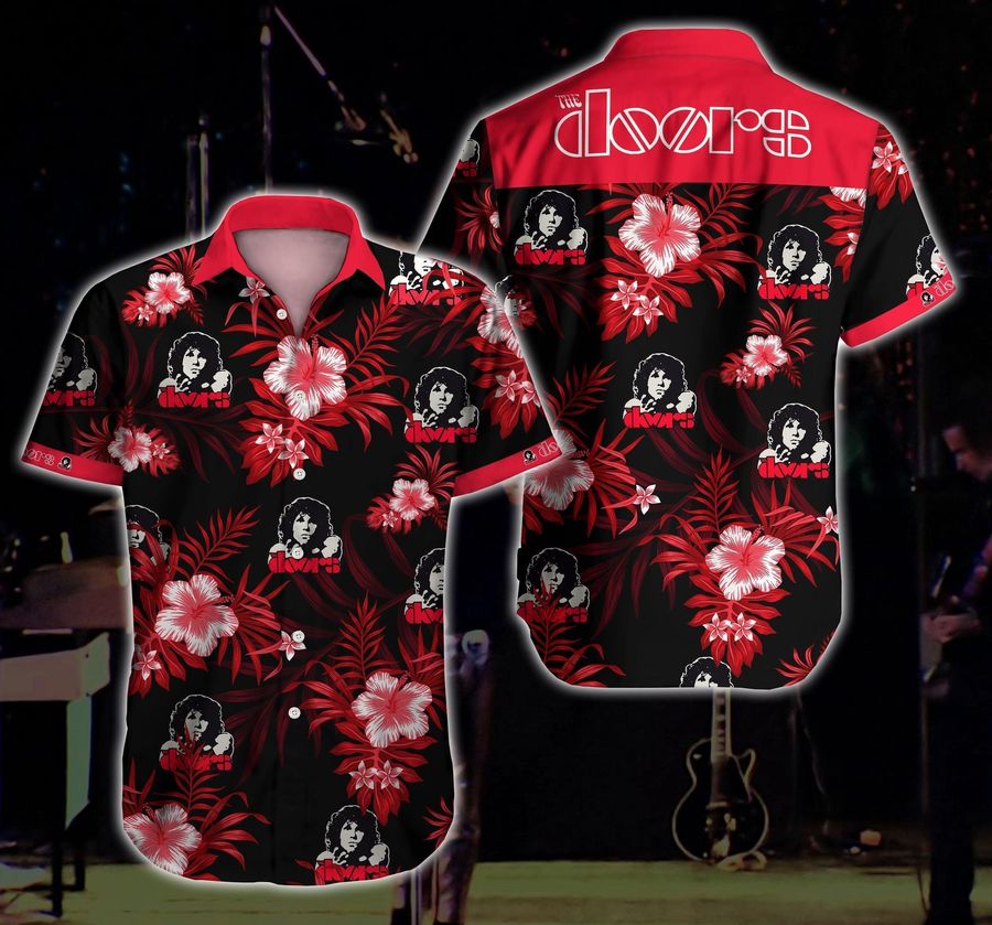 The Doors Rock Band Music Hawaiian II Graphic Print Short Sleeve Hawaiian Casual Shirt size S - 5XL