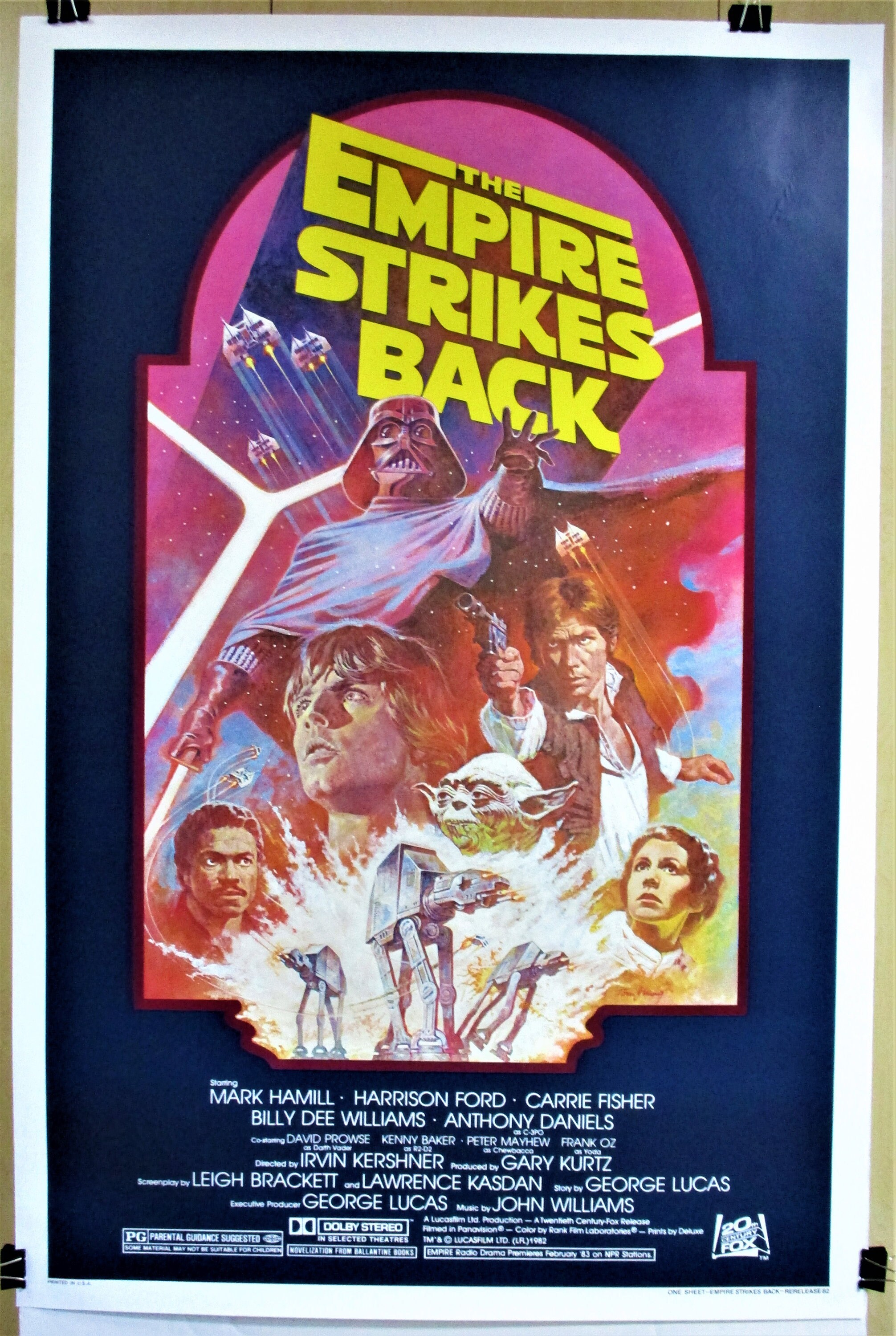 The EMPIRE STRIKES BACK, Episode V Star Wars, Original 1982 Rr 27X41 Movie Poster, Trilogy, Mark Hammill, Harrison Ford, Carrie Fisher,