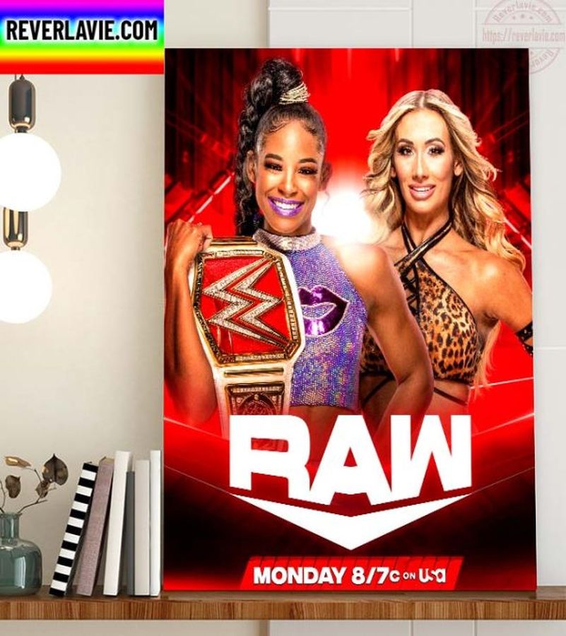 The EST of WWE Bianca Belair vs Carmella In WWE Raw Womens Title Home Decor Poster Canvas