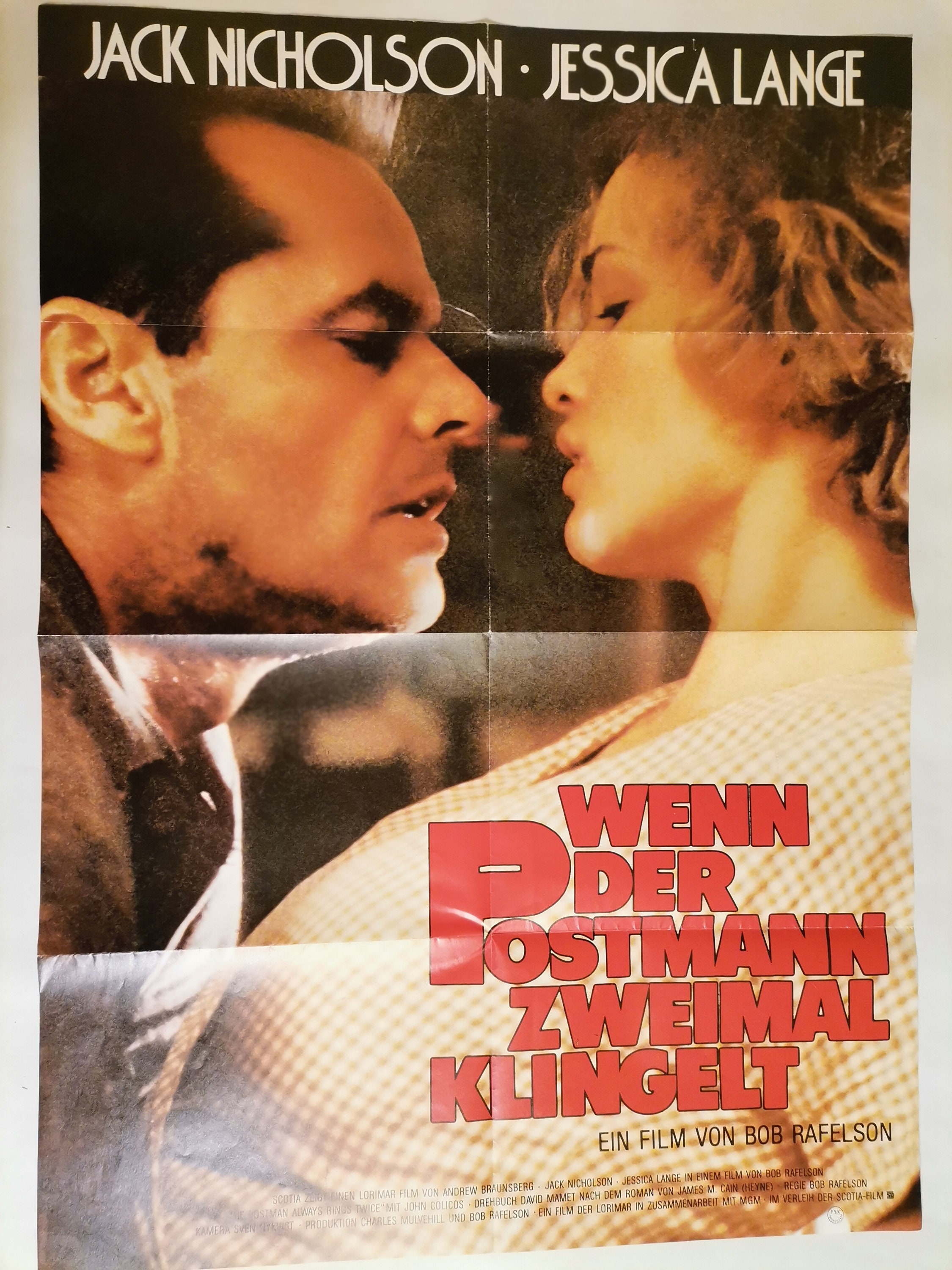 The Postman Always Rings Twice -  Jack Nicholson, Jessica Lange, 1981 - Original German 1-Sheet Poster