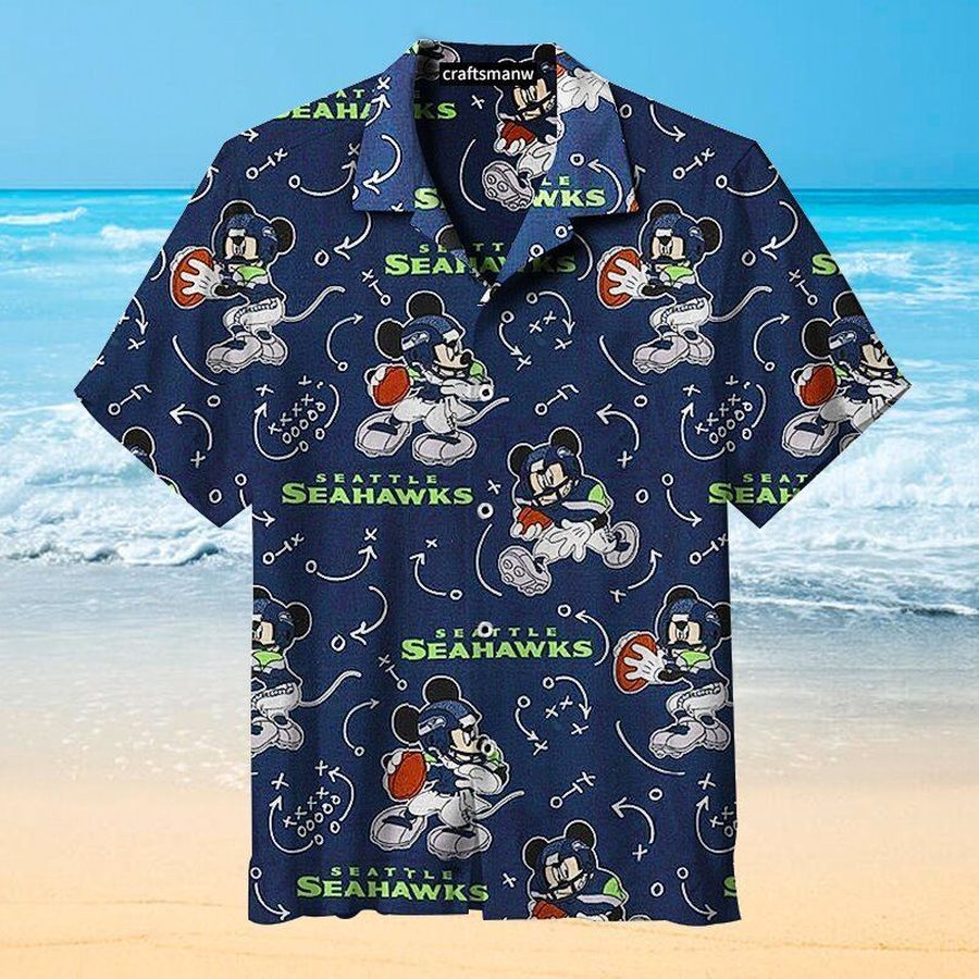 The Seattle Seahawks Nfl Hawaiian Graphic Print Short Sleeve Hawaiian Shirt size S - 5XL