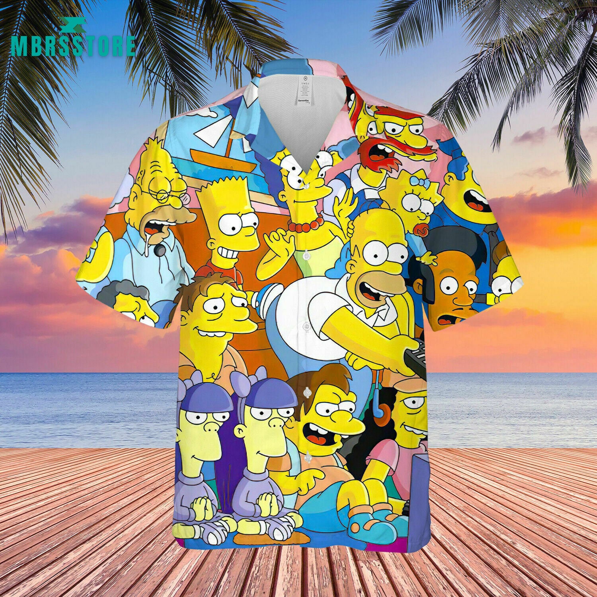 The Simpsons Unisex Summer Beach Button Downs Hawaiian Shirt